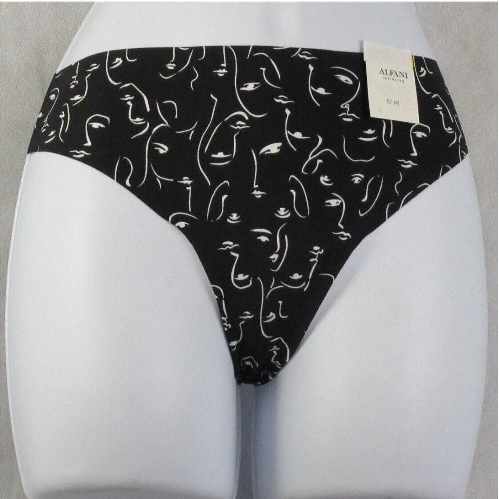 Alfani Women's Laser-Cut Thong Panty Underwear, Black Silhouette